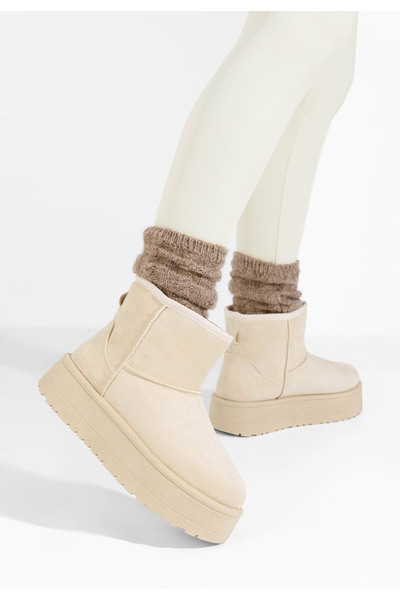 B T Shoes Shira beige platform boots