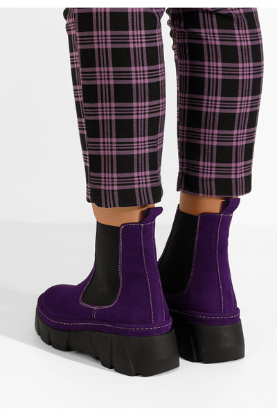B T Shoes Fialové dámské chelsea boty Avelyn V2