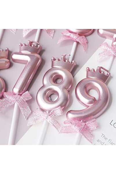 Flippy Number 7 Candle, Flippy, Crown with Bow Model, For Cake, 6 x 2.5 cm, Purple