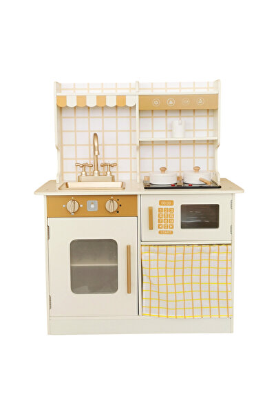 LITTLE ANGEL - مجموعة مطبخ خشبية للأطفال - لعبة طبخ تظاهري