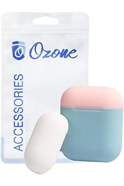 ozone حافظة AirPod من سلسلة Duo مع غطاء سيليكون محمول بسلسلة مفاتيح لسماعات A...