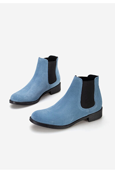 B T Shoes Γυναικεία δερμάτινα μποτάκια Campina V2 μπλε