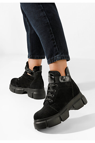 B T Shoes Γυναικεία δερμάτινα μποτάκια Saeva V2 Μαύρα