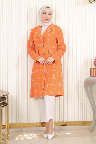 Missvalle Παλτό κασμίρ με φαρδύ γιακά με κουμπιά πορτοκαλί 19177