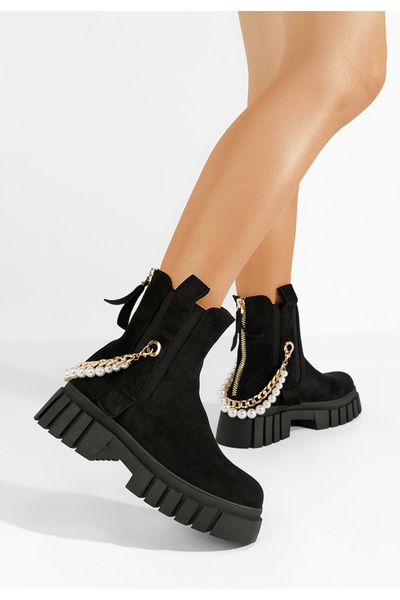 B T Shoes Γυναικεία μποτάκια Mariona Μαύρα