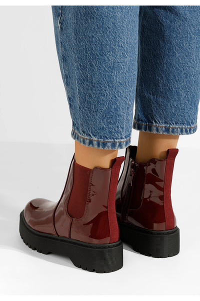 B T Shoes Červené dámské chelsea boty Ginger