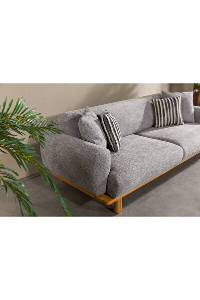 Velura Home & Living Lota Sırt Mekanizmalı Üç Adet Üçlü Kanepe & 3'lü Koltuk (3+3+3) - Gri