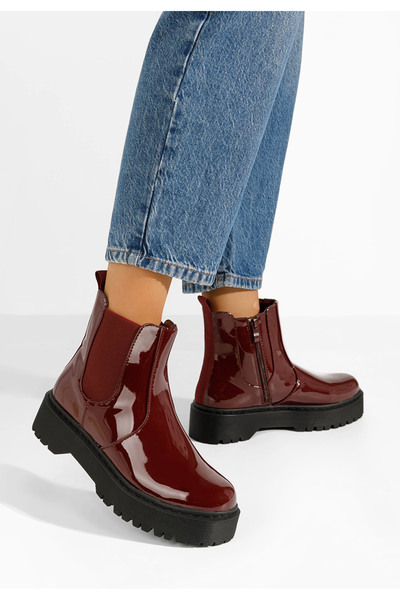 B T Shoes Červené dámské chelsea boty Ginger