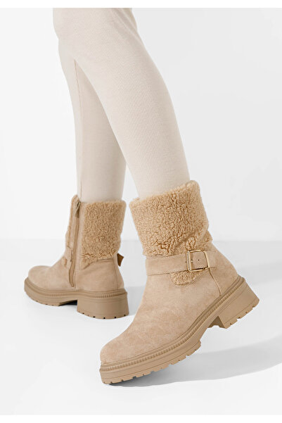B T Shoes Women's Sherill beige fur boots