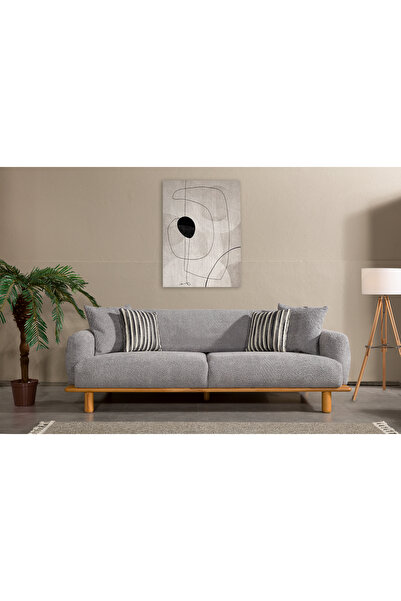 Velura Home & Living Lota Sırt Mekanizmalı Üç Adet Üçlü Kanepe & 3'lü Koltuk (3+3+3) - Gri