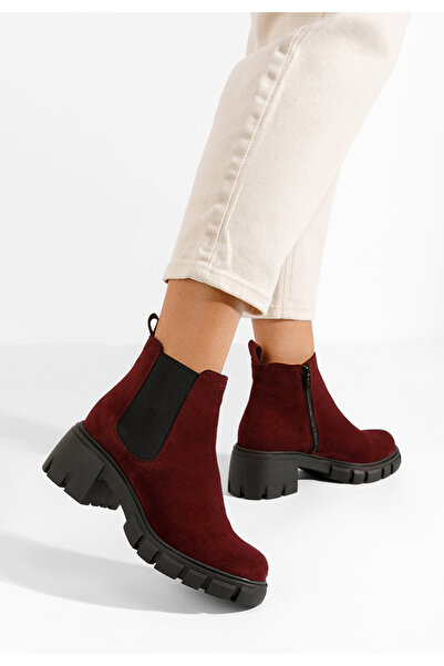 B T Shoes Μποτάκια Chelsea γυναικεία Rowa μπορντό