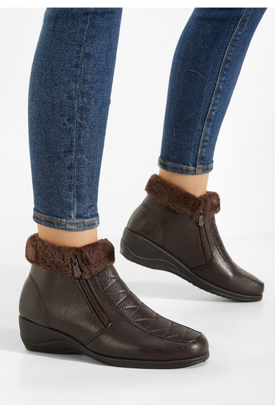 B T Shoes Χειμερινά Αρβυλάκια γυναικείες καφε Olbeia