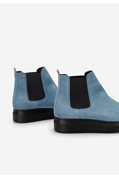 B T Shoes Modré kožené kotníkové boty Oleira V2