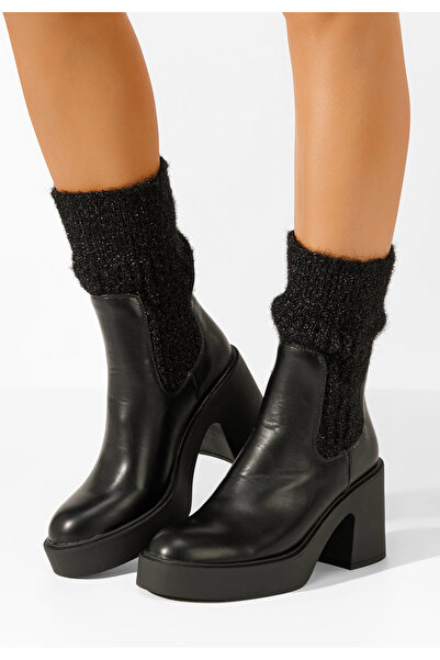 B T Shoes Γυναικεία μποτάκια κάλτσα Philippa Μαύρα