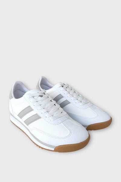 Liger Ανδρικά δερμάτινα καθημερινά άνετα αθλητικά παπούτσια ΛΕΥΚΟ - ΓΚΡΙ