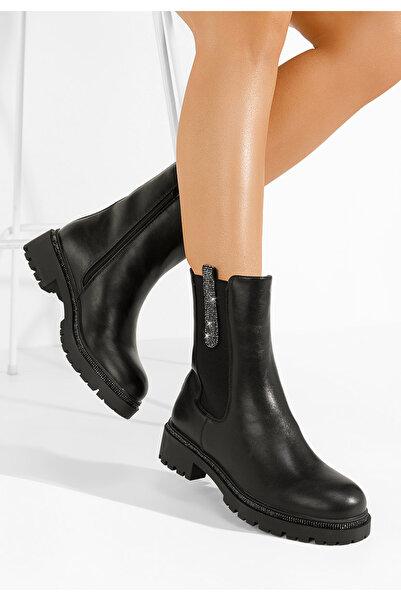 B T Shoes Μποτάκια Chelsea γυναικεία Nellie Μαύρα