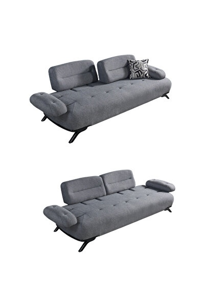 Velura Home & Living Yıldız Sırt Mekanizmalı 3 Adet Üçlü Kanepe & 3'lü Koltuk (3+3+3) - Koyu Gri