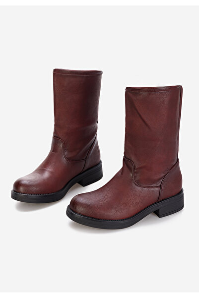 B T Shoes Bordové dámské polokozačky Izanoa