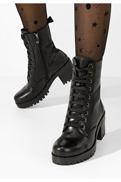 B T Shoes Ghete dama piele Leda negre