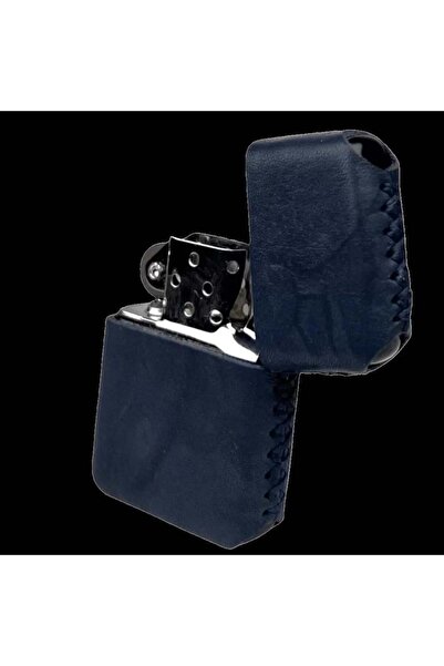 twingold İsme Özel Handmade El Yapımı Hakiki Deri ZİPP0 Modeli Çakmak - Lacivert