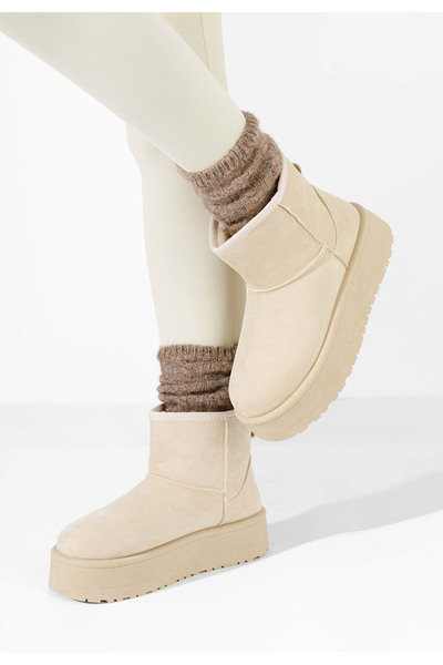 B T Shoes Shira beige platform boots
