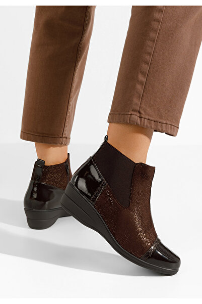 B T Shoes Hnedé dámské kotníkové boty Aversa