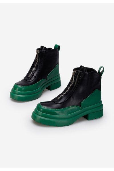 B T Shoes Γυναικεία μποτάκια πρασινο Santina