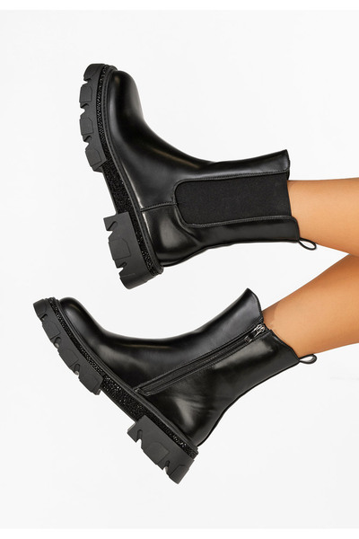 B T Shoes Μποτάκια Chelsea γυναικεία Adelsa Μαύρα