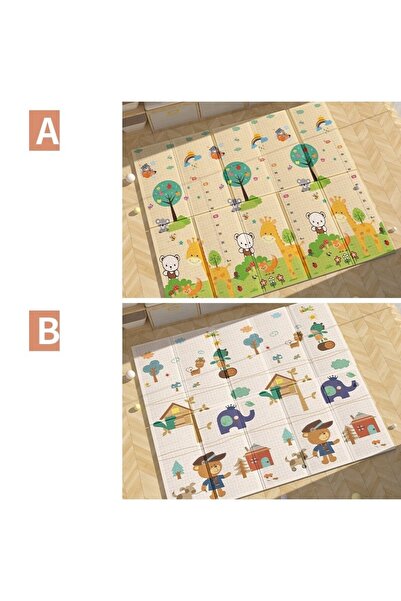 Bibilel Kids Play Mat, Double-Sided ZOO/Bear, XPE+PE, Waterproof, Non-slip, Foldable, 150x200x1
