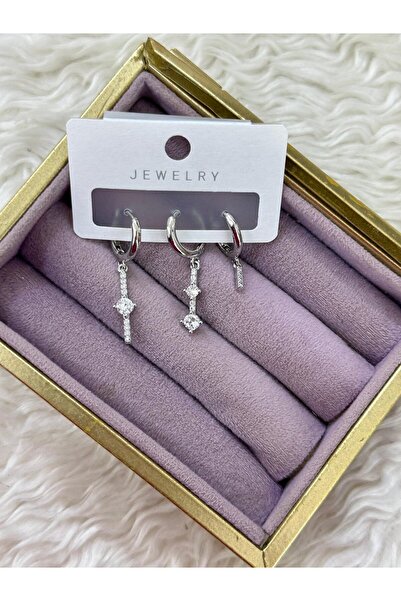 BY YASİN TOPÇU مجموعة أقراط تريو لامع