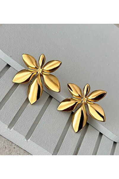 julee.co Elegant Flower Gold Steel Earrings (3.5X3.5Cm)