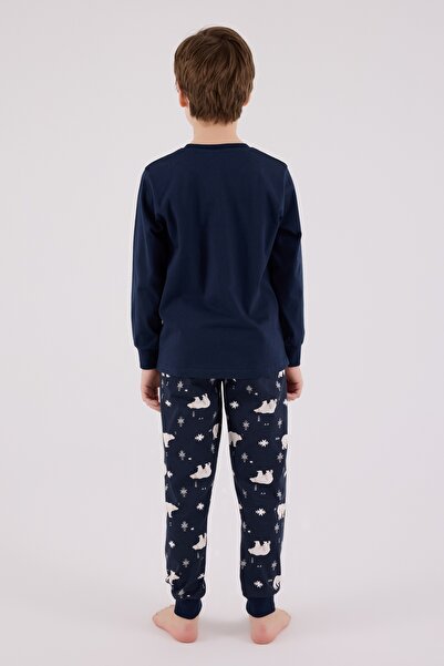 Rolypoly Ανδρικό σετ οικογενειακής πιτζάμας Navy Blue Alaska Frontier New Year Concept