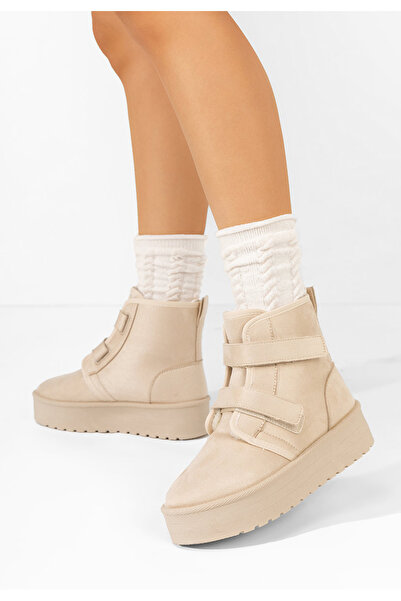 B T Shoes Dagmar beige platform boots