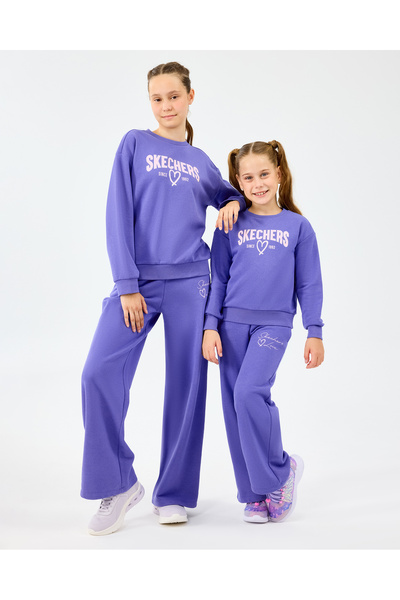 SKECHERS G Lw Fleece Crewneck Sweatshirt Büyük Kız Çocuk Mor Sweatshirt SK2520080-3996