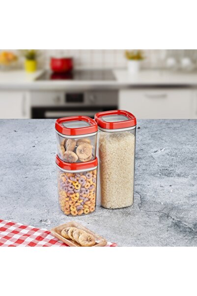 CERONNI Bonny Food Storage Container Set of 3 1.8Lt - 1Lt - 600ml Red