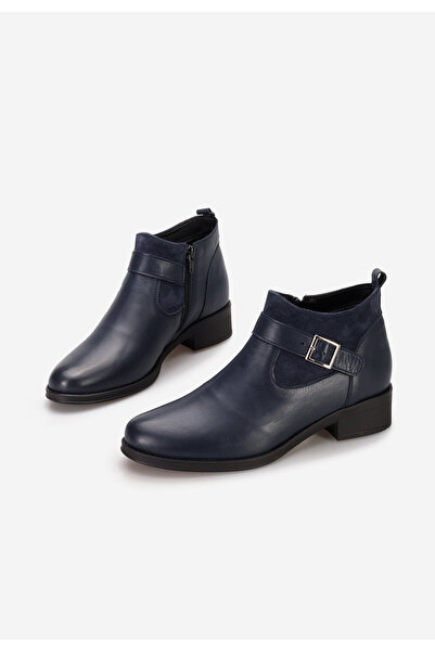 B T Shoes Tmavě modré kožené kotníkové boty Sarva