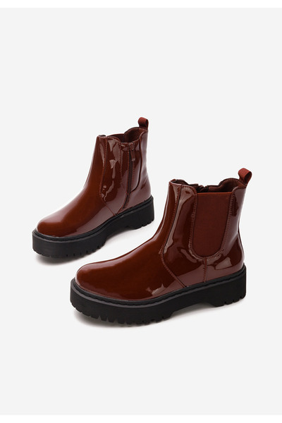 B T Shoes Červené dámské chelsea boty Ginger