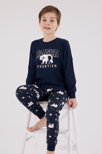 Rolypoly Ανδρικό σετ οικογενειακής πιτζάμας Navy Blue Alaska Frontier New Year Concept