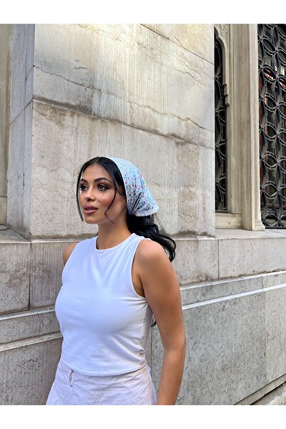 KÜÇÜĞÜM BUTİK Turquoise-Pink Lace Detailed Bandana