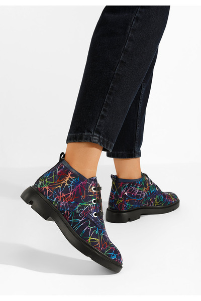B T Shoes Viacfarebné dámské kožené kotníkové boty Isara V2