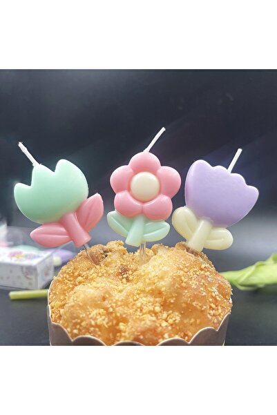 Flippy Set of 3 Candles Flippy, Flower Theme, Model 1, Paraffin, Multicolor