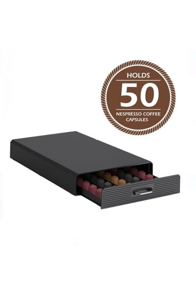 OEM Suport pentru 50 capsule de cafea Nespresso, Lavazza, Tchibo Cafissimo, 40 x 24 x 6 cm, negru