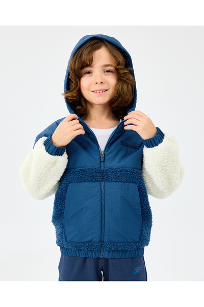 SKECHERS B Sherpa Jacket Büyük Erkek Çocuk Mavi Mont SK2520044-0914