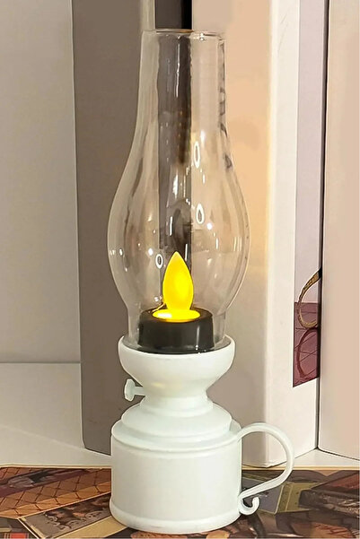 Ecuy Dekoratif Eski Gaz Görünümlü LED Mum Lamba Alev Efektli Dekor Lamba 18 CM