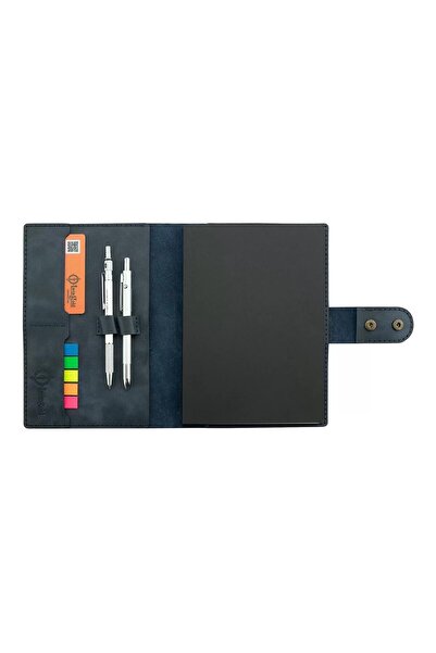 twingold A5 Notebook and Agenda Cover - 100% Rainbow Leather - Ko10001 - Navy Blue