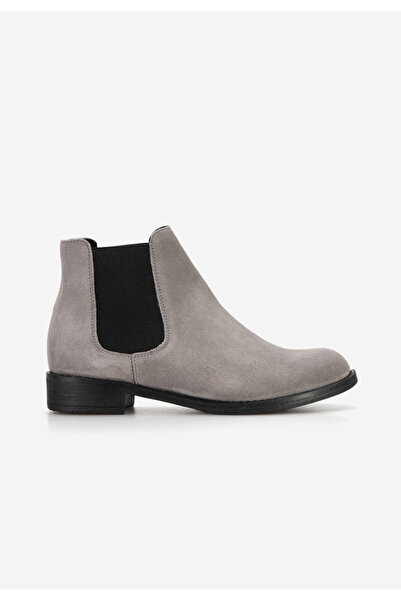 B T Shoes Γυναικεία δερμάτινα μποτάκια Campina V2 γκρι