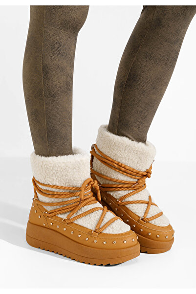 B T Shoes Camelové kotníkové zimní boty Chrissy