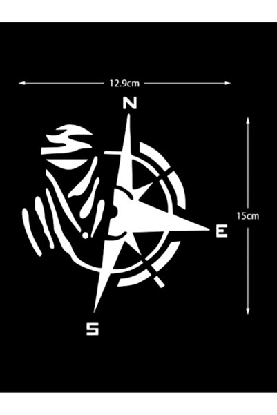 MotoRisk Dakar Pusula Motosiklet Sticker (15x13 cm) 2 adet Beyaz