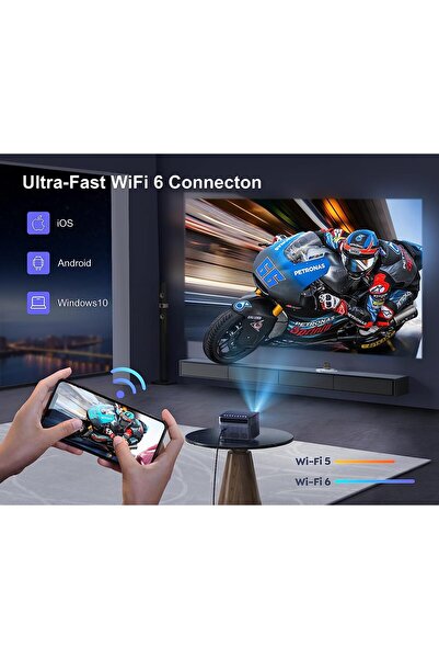 WiMiUS Βιντεοπροβολέας P64 WiFi Bluetooth Full HD 1080P, 600 ANSI Lumens 4K Υποστήριξη WiFi-6