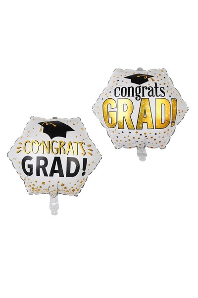 Flippy Set of 8 Metallic Foil and Latex Balloons, Flippy, 77x67cm, 45cm, 30cm, Graduation, Multicolor